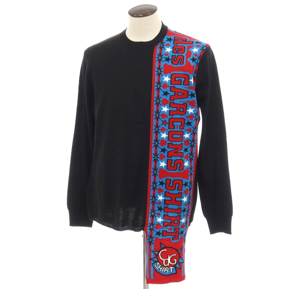 【中古】コムデギャルソンシャツ COMME des GARCONS SHIRT 2025年秋冬 アクリルウールナイロン クルーネック プルオーバーニット ブラック【サイズXL】【 状態ランクA 】【 メンズ 】