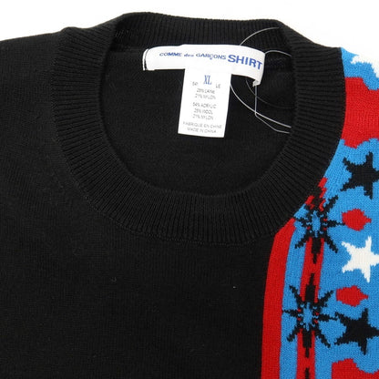 【中古】コムデギャルソンシャツ COMME des GARCONS SHIRT 2025年秋冬 アクリルウールナイロン クルーネック プルオーバーニット ブラック【サイズXL】【 状態ランクA 】【 メンズ 】