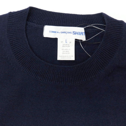 【中古】コムデギャルソンシャツ COMME des GARCONS SHIRT 2025年秋冬 アクリルウールナイロン クルーネック プルオーバーニット ネイビーxマルチカラー【サイズL】【 状態ランクA 】【 メンズ 】