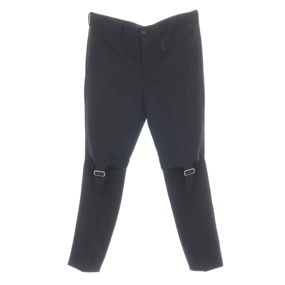 【中古】ブラックコムデギャルソン BLACK COMME des GARCONS ツイルウール カットニー ベルトデザイン カジュアルスラックスパンツ ブラック【サイズXL】【 状態ランクA 】【 メンズ 】