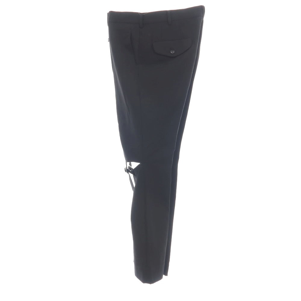【中古】ブラックコムデギャルソン BLACK COMME des GARCONS ツイルウール カットニー ベルトデザイン カジュアルスラックスパンツ ブラック【サイズXL】【 状態ランクA 】【 メンズ 】