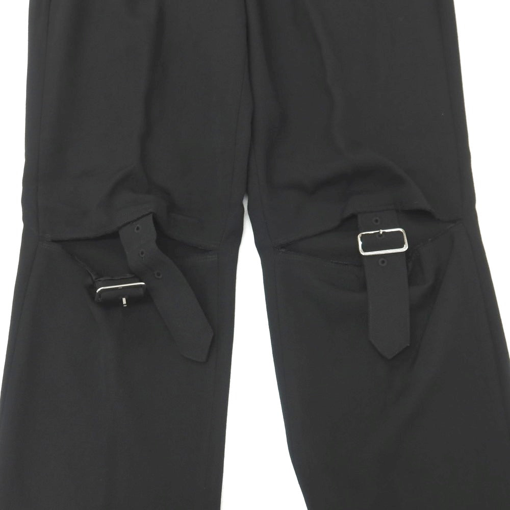 【中古】ブラックコムデギャルソン BLACK COMME des GARCONS ツイルウール カットニー ベルトデザイン カジュアルスラックスパンツ ブラック【サイズXL】【 状態ランクA 】【 メンズ 】