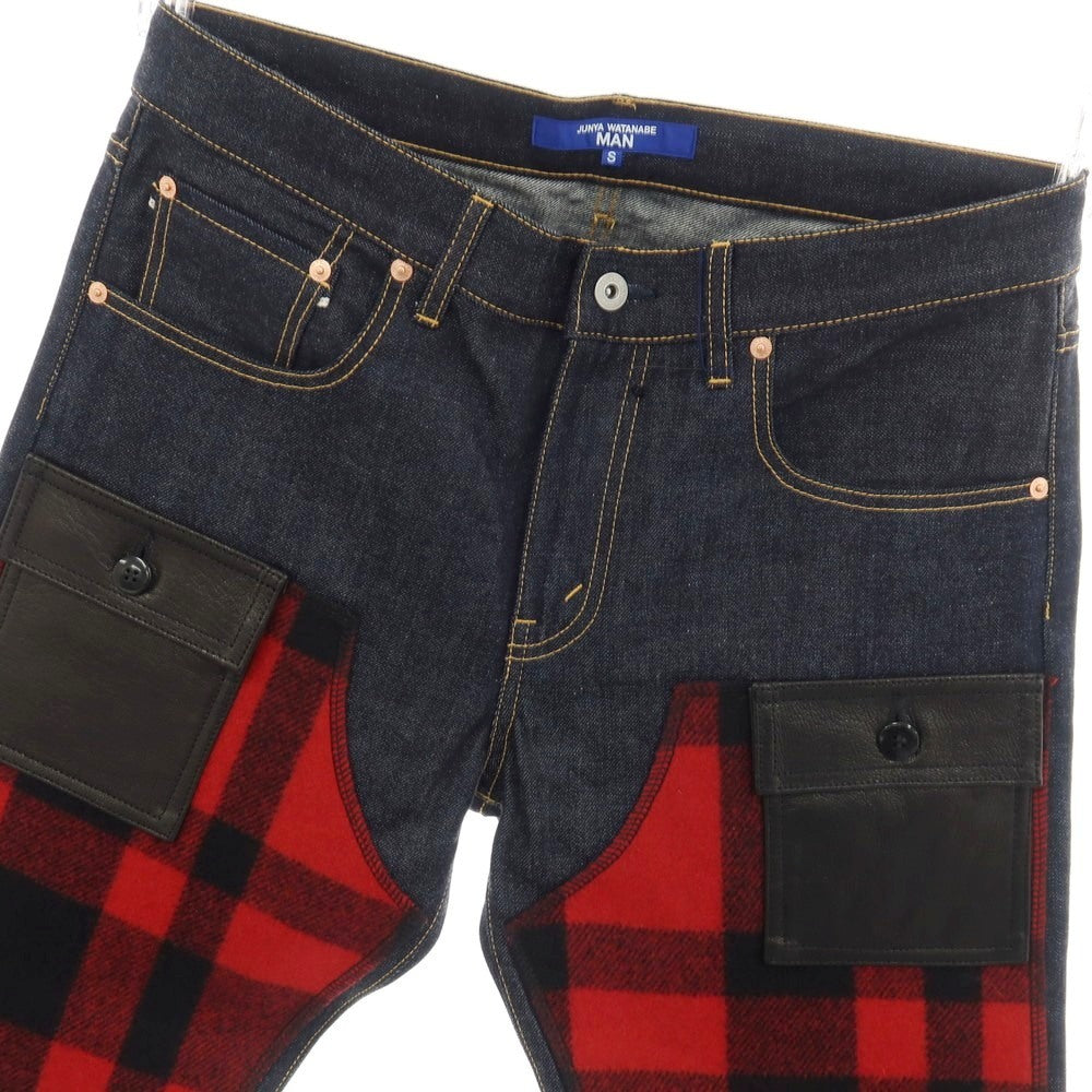 【中古】ジュンヤワタナベ マン JUNYA WATANABE MAN 2025年秋冬 コットン デニムパンツ ジーンズ ネイビーxレッド【サイズS】【 状態ランクA 】【 メンズ 】