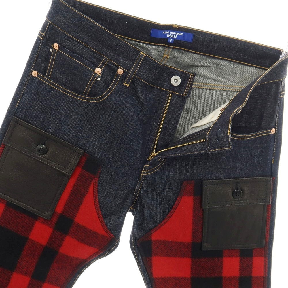 【中古】ジュンヤワタナベ マン JUNYA WATANABE MAN 2025年秋冬 コットン デニムパンツ ジーンズ ネイビーxレッド【サイズS】【 状態ランクA 】【 メンズ 】
