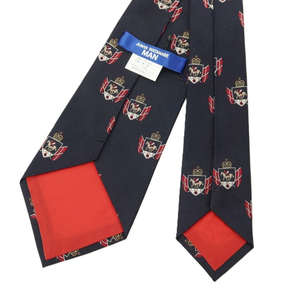 【中古】ジュンヤワタナベ マン JUNYA WATANABE MAN 2025年秋冬 シルク 小紋エンブレム柄ネクタイ ダークネイビー【 状態ランクA 】【 メンズ 】