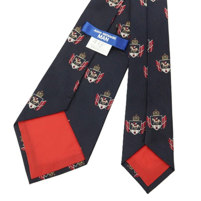 【中古】ジュンヤワタナベ マン JUNYA WATANABE MAN 2025年秋冬 シルク 小紋エンブレム柄ネクタイ ダークネイビー【 状態ランクA 】【 メンズ 】