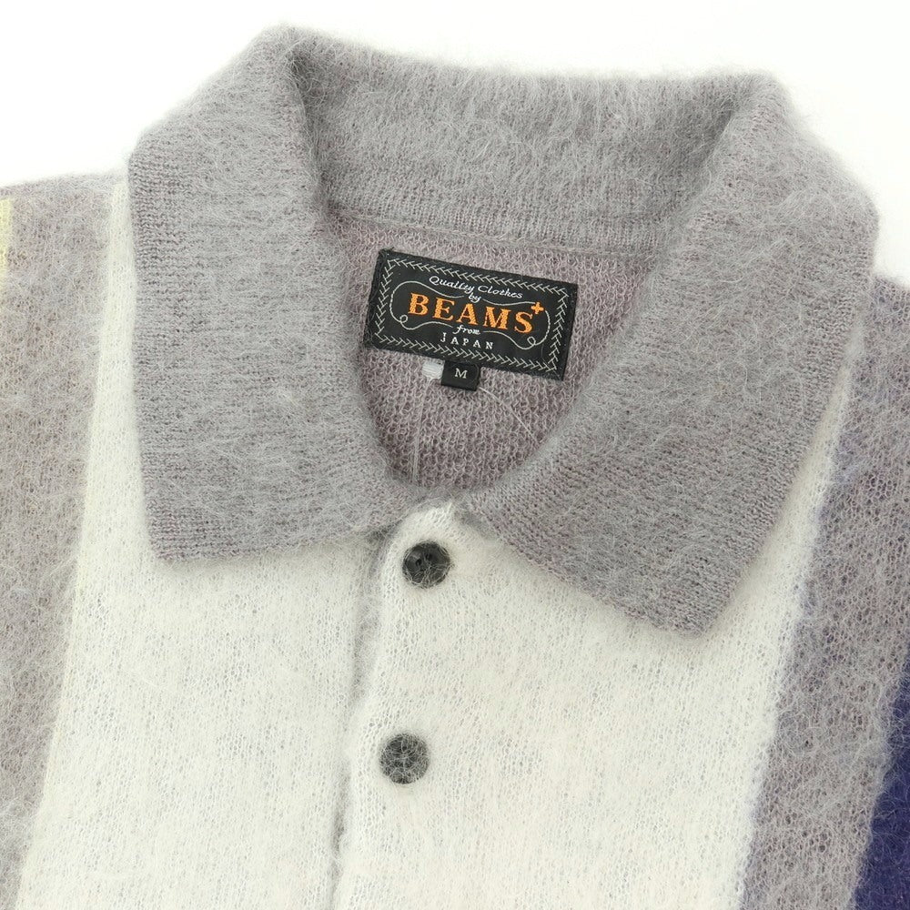 【中古】ビームスプラス BEAMS PLUS ナイロンウールモヘヤ 長袖 ポロニット グレーxマルチカラー【サイズM】【 状態ランクB 】【 メンズ 】