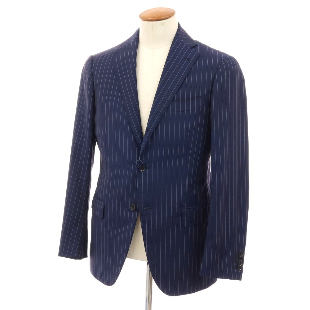 【中古】リングヂャケット RING JACKET ウール ピンストライプ 3B テーラードジャケット ネイビーxホワイト【サイズ46】【 状態ランクC 】【 メンズ 】