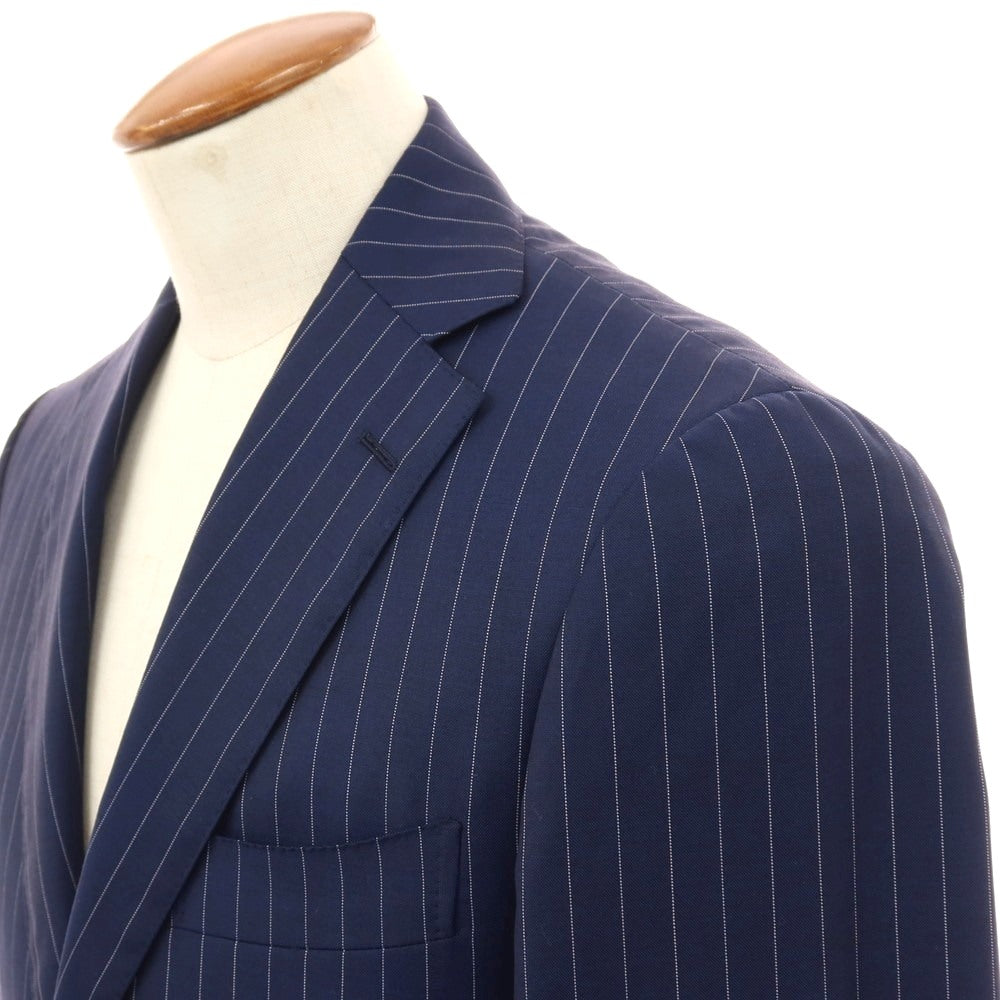 【中古】リングヂャケット RING JACKET ウール ピンストライプ 3B テーラードジャケット ネイビーxホワイト【サイズ46】【 状態ランクC 】【 メンズ 】