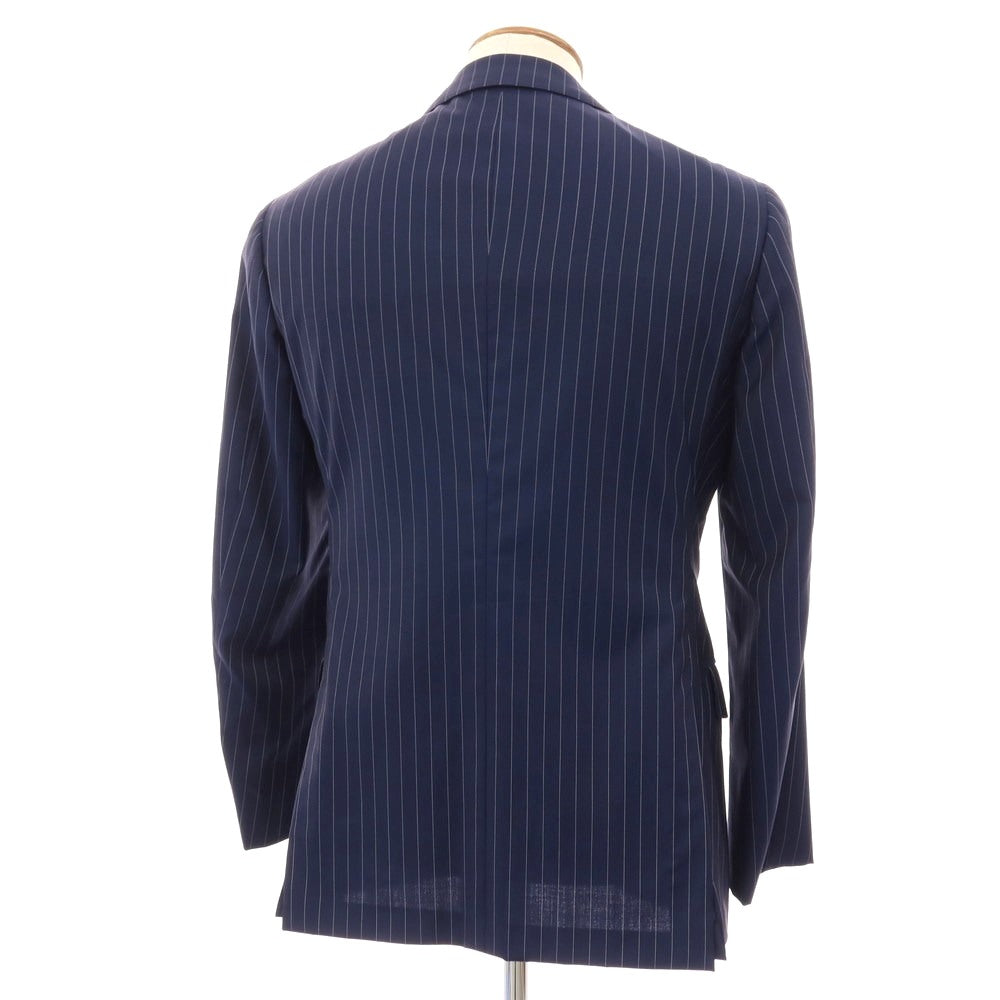 【中古】リングヂャケット RING JACKET ウール ピンストライプ 3B テーラードジャケット ネイビーxホワイト【サイズ46】【 状態ランクC 】【 メンズ 】