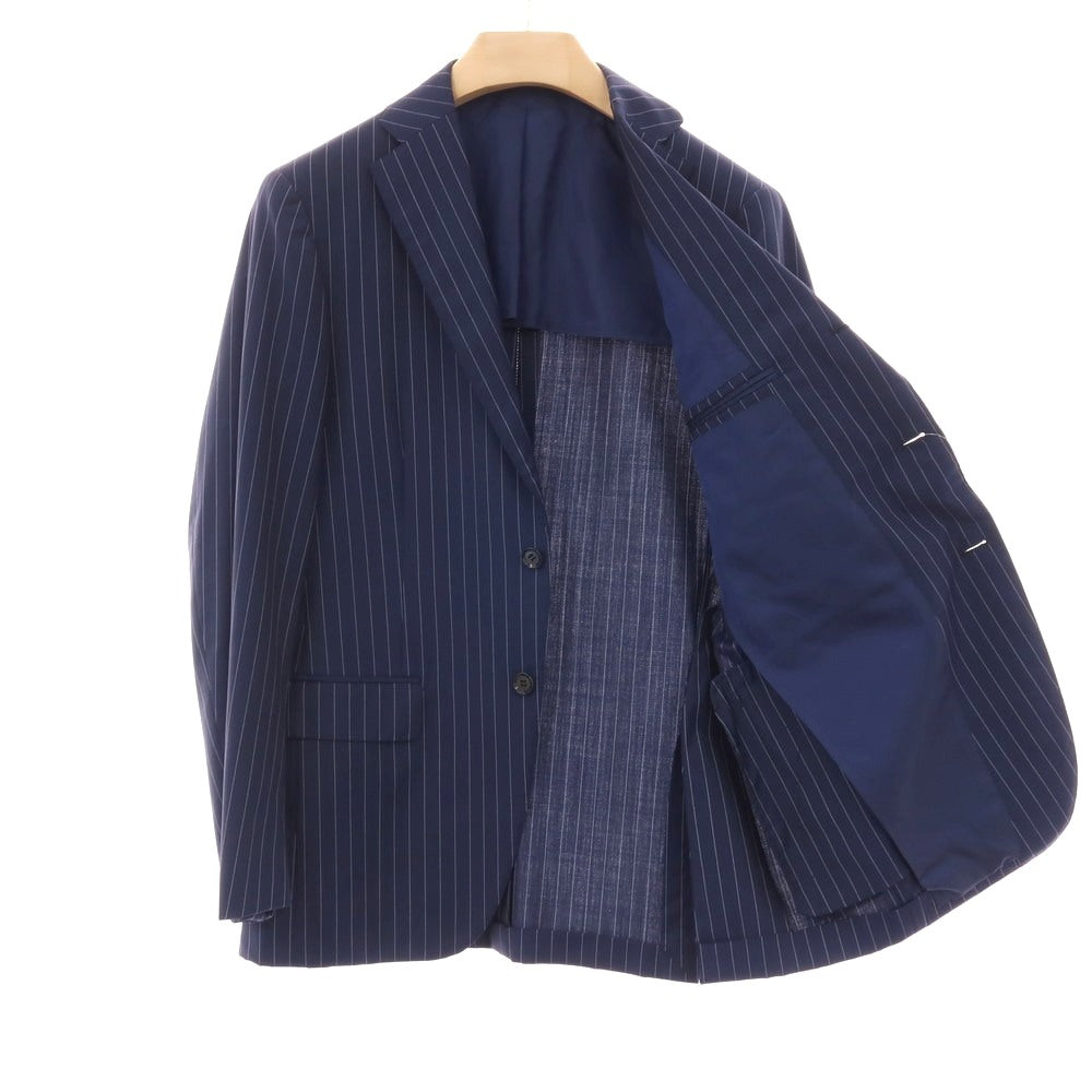 【中古】リングヂャケット RING JACKET ウール ピンストライプ 3B テーラードジャケット ネイビーxホワイト【サイズ46】【 状態ランクC 】【 メンズ 】