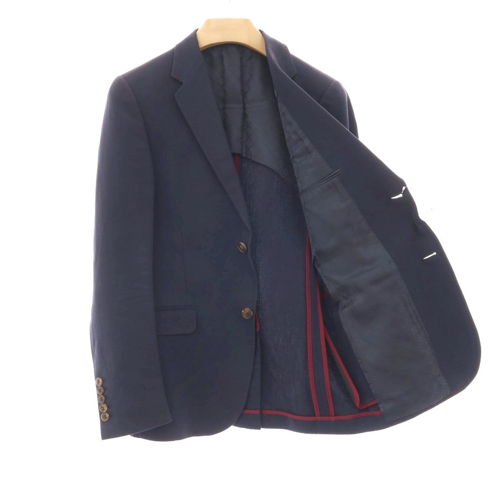 【中古】グッチ GUCCI コットンリネン 2B カジュアルジャケット ネイビー【サイズ46】【 状態ランクC 】【 メンズ 】