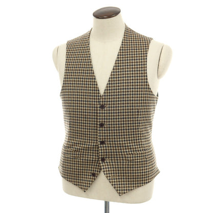 【中古】マッキントッシュフィロソフィー MACKINTOSH PHILOSOPHY ポリエステルアクリルウール チェック カジュアル系ジレ ベスト ベージュxブラウン【サイズ40】【 状態ランクB 】【 メンズ 】