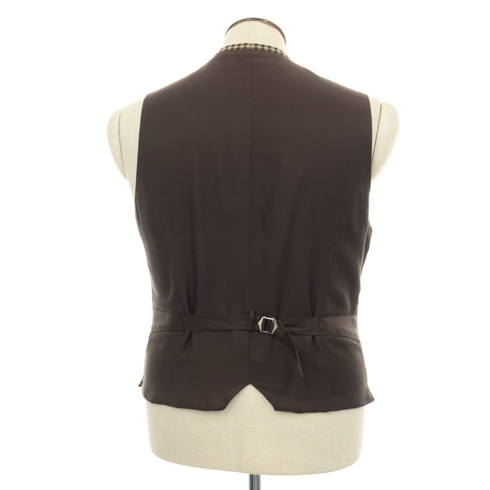 【中古】マッキントッシュフィロソフィー MACKINTOSH PHILOSOPHY ポリエステルアクリルウール チェック カジュアル系ジレ ベスト ベージュxブラウン【サイズ40】【 状態ランクB 】【 メンズ 】