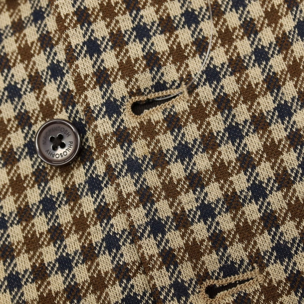 【中古】マッキントッシュフィロソフィー MACKINTOSH PHILOSOPHY ポリエステルアクリルウール チェック カジュアル系ジレ ベスト ベージュxブラウン【サイズ40】【 状態ランクB 】【 メンズ 】