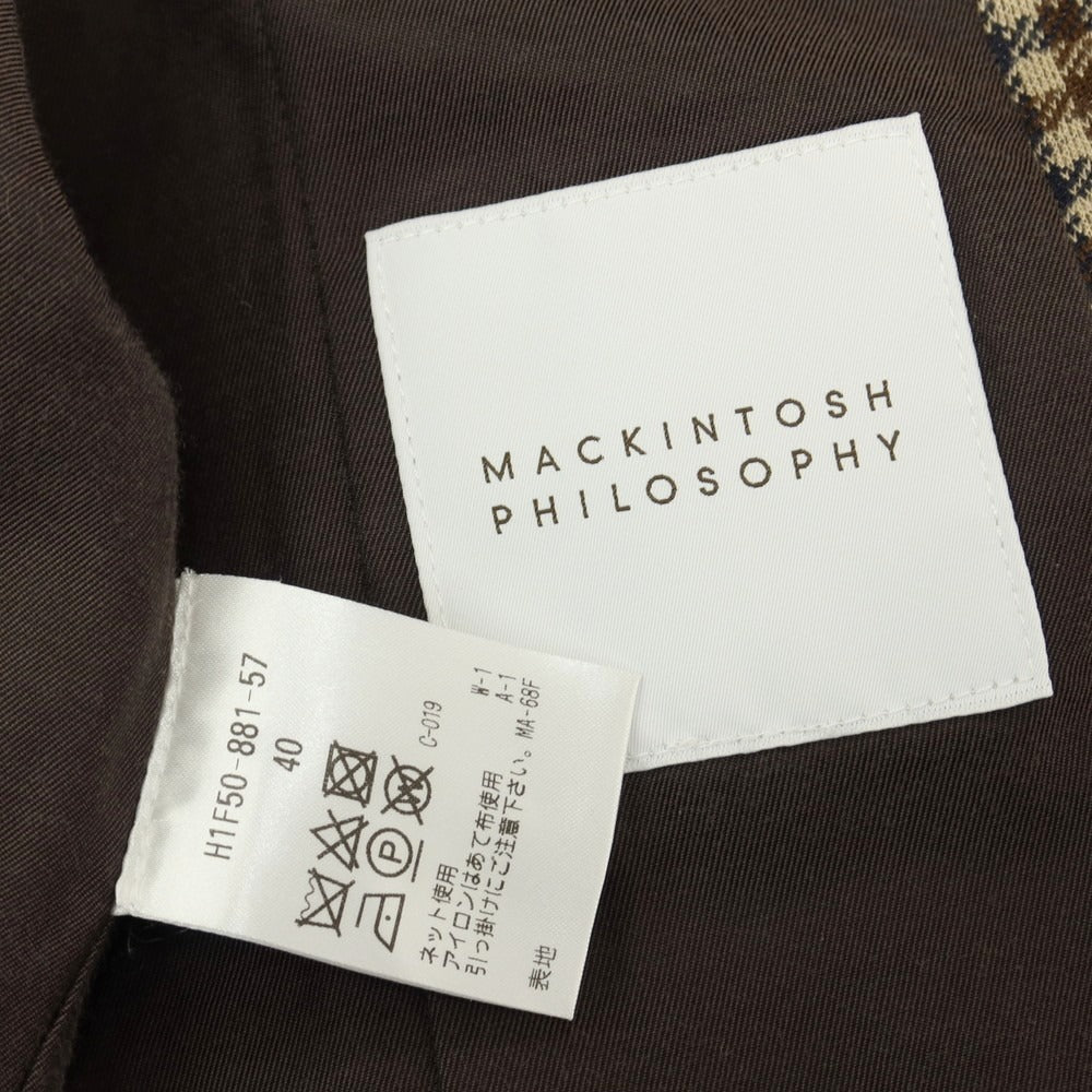 【中古】マッキントッシュフィロソフィー MACKINTOSH PHILOSOPHY ポリエステルアクリルウール チェック カジュアル系ジレ ベスト ベージュxブラウン【サイズ40】【 状態ランクB 】【 メンズ 】