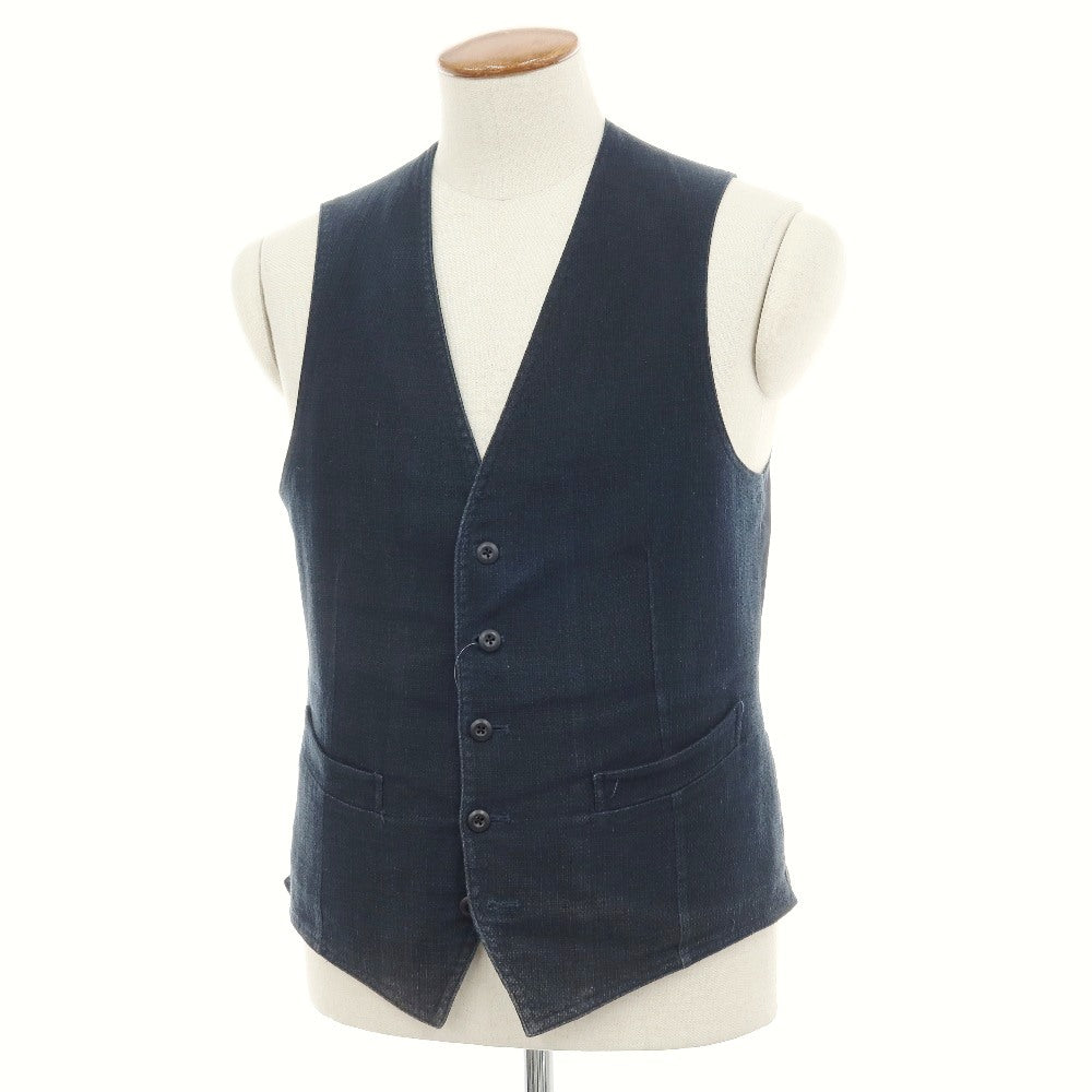 【中古】ビームスハート BEAMS HEART コットンリネン カジュアル系ジレ ベスト ネイビー【サイズ46】【 状態ランクB 】【 メンズ 】