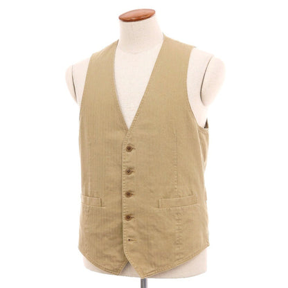 【中古】スリードッツ three dots コットン ヘリンボーン カジュアル系ジレ ベスト ベージュ【サイズL】【 状態ランクB 】【 メンズ 】