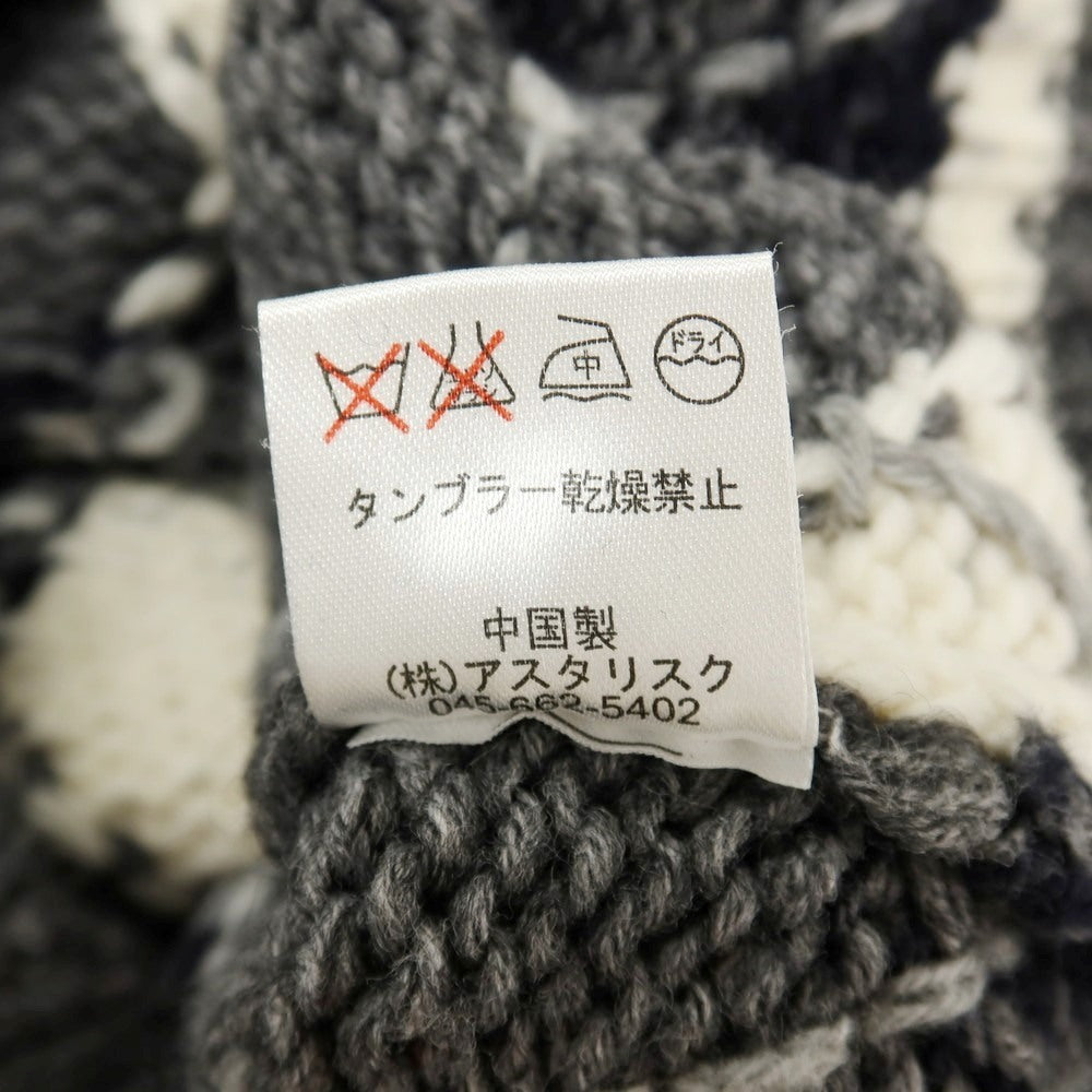 【中古】エイエスティー ast ウールアクリルナイロン アーガイル Vネック プルオーバーニット ダークグレーxネイビー【サイズM】【 状態ランクB 】【 メンズ 】