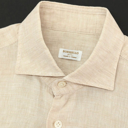 【中古】ボリエッロ BORRIELLO リネン ワイドカラー カジュアルシャツ ベージュ【サイズ39】【 状態ランクC 】【 メンズ 】