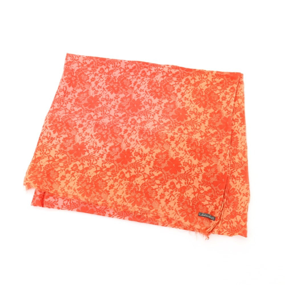 【中古】ファリエロサルティ Faliero Sarti コットン系 フラワー 大判 ストール レッド【 状態ランクD 】【 ユニセックス 】