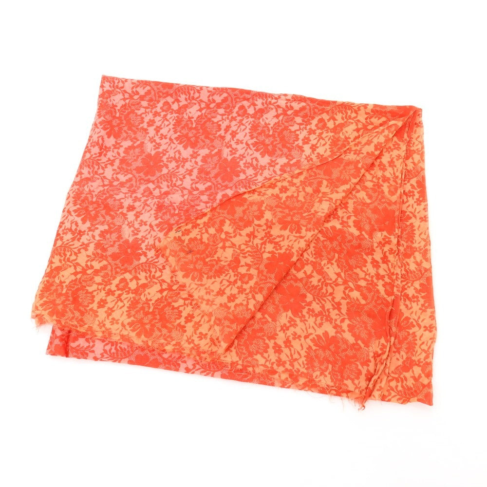 【中古】ファリエロサルティ Faliero Sarti コットン系 フラワー 大判 ストール レッド【 状態ランクD 】【 ユニセックス 】