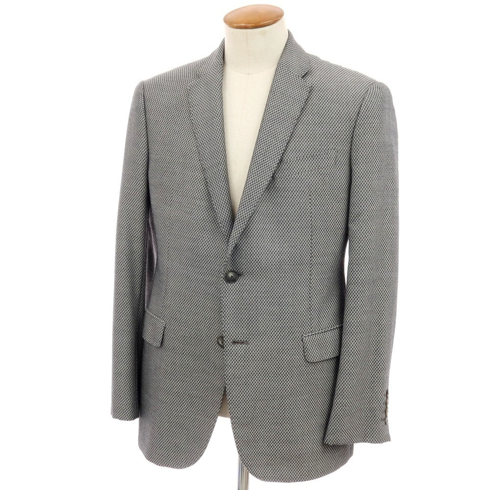 【中古】エンポリオ アルマーニ EMPORIO ARMANI M LINE レーヨンウールポリエステル チェック テーラードジャケット グレーxブラック【サイズ48】【 状態ランクC 】【 メンズ 】