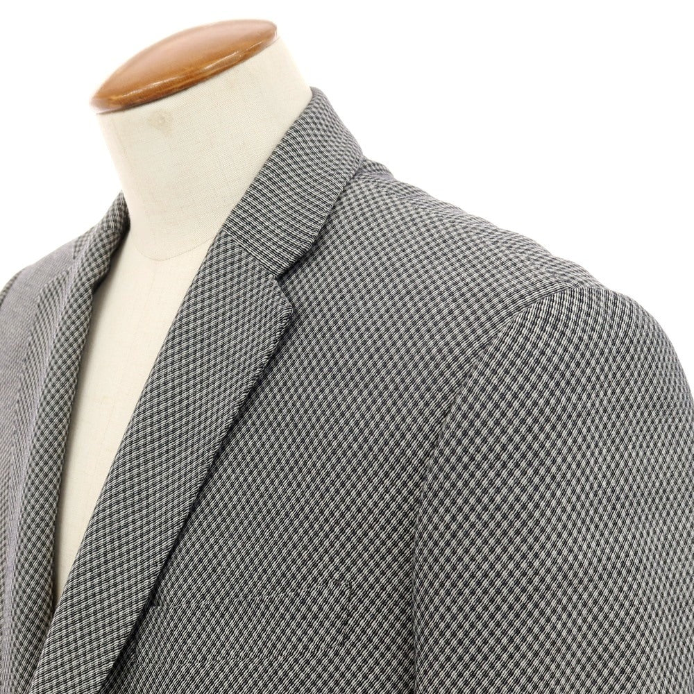 【中古】エンポリオ アルマーニ EMPORIO ARMANI M LINE レーヨンウールポリエステル チェック テーラードジャケット グレーxブラック【サイズ48】【 状態ランクC 】【 メンズ 】