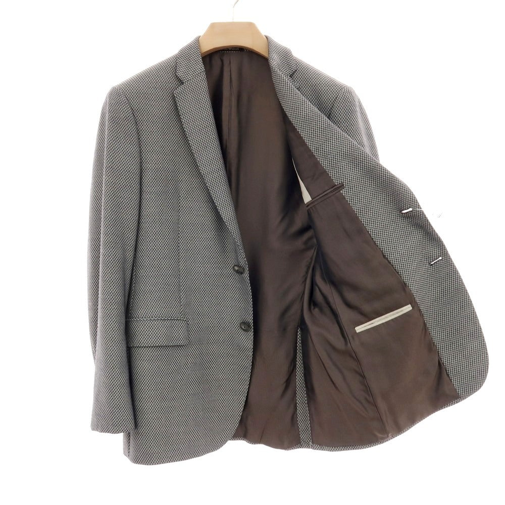 【中古】エンポリオ アルマーニ EMPORIO ARMANI M LINE レーヨンウールポリエステル チェック テーラードジャケット グレーxブラック【サイズ48】【 状態ランクC 】【 メンズ 】