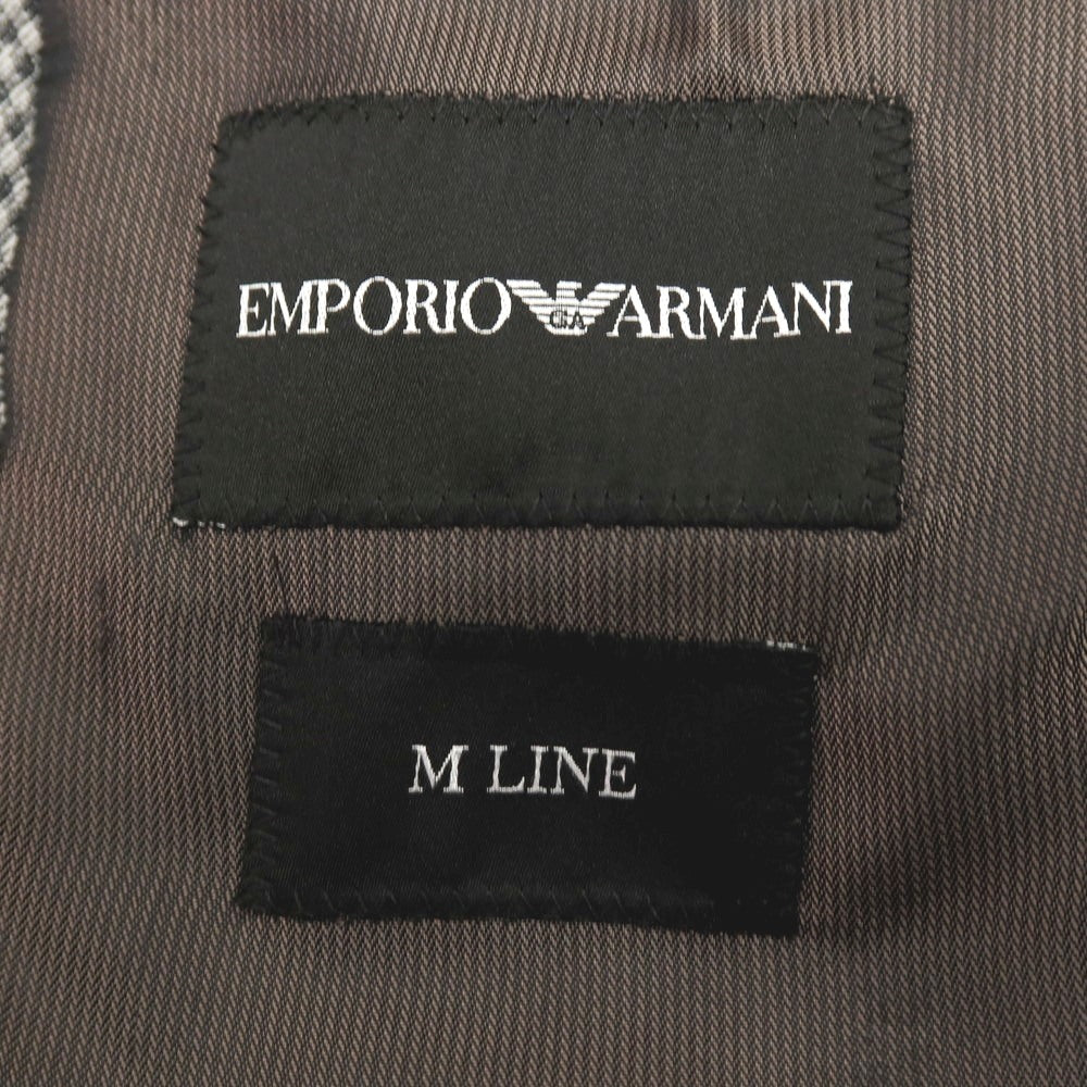 【中古】エンポリオ アルマーニ EMPORIO ARMANI M LINE レーヨンウールポリエステル チェック テーラードジャケット グレーxブラック【サイズ48】【 状態ランクC 】【 メンズ 】