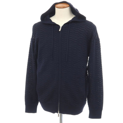 【中古】エンポリオ アルマーニ EMPORIO ARMANI アクリルモダールウール ダブルジップ ニット パーカー ネイビー【サイズM】【 状態ランクB 】【 メンズ 】