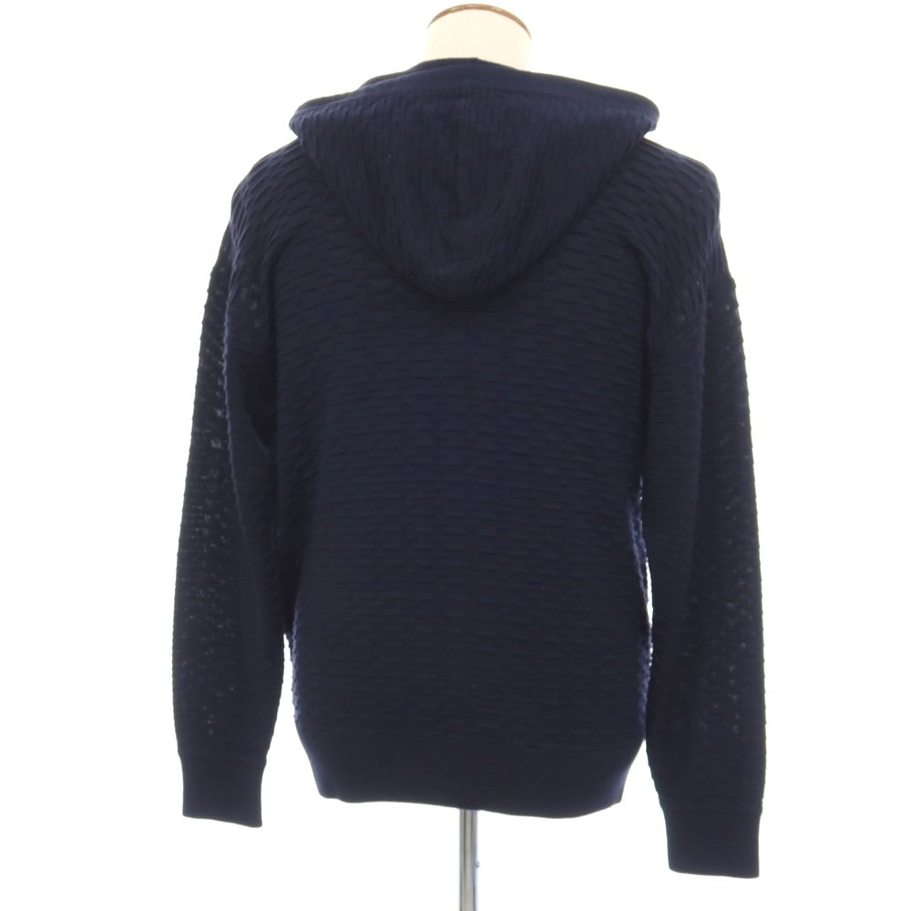 【中古】エンポリオ アルマーニ EMPORIO ARMANI アクリルモダールウール ダブルジップ ニット パーカー ネイビー【サイズM】【 状態ランクB 】【 メンズ 】
