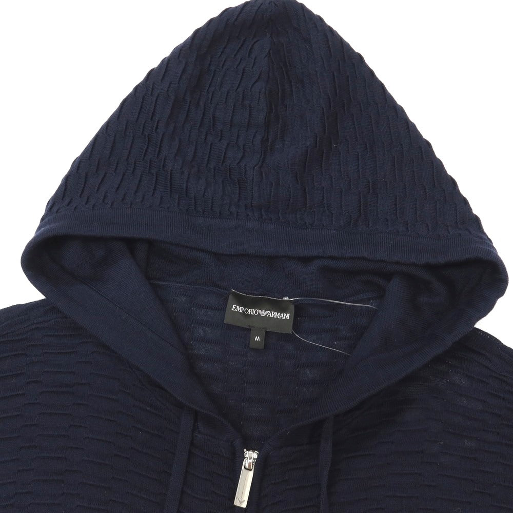 【中古】エンポリオ アルマーニ EMPORIO ARMANI アクリルモダールウール ダブルジップ ニット パーカー ネイビー【サイズM】【 状態ランクB 】【 メンズ 】