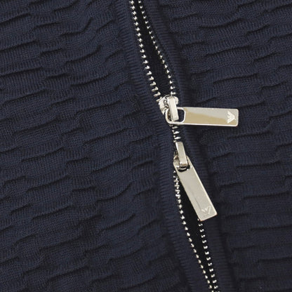【中古】エンポリオ アルマーニ EMPORIO ARMANI アクリルモダールウール ダブルジップ ニット パーカー ネイビー【サイズM】【 状態ランクB 】【 メンズ 】