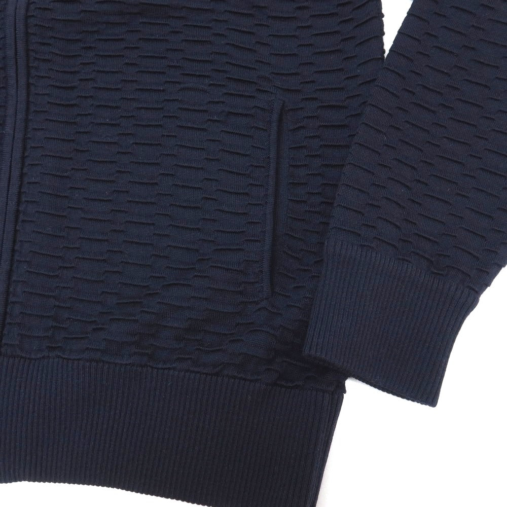 【中古】エンポリオ アルマーニ EMPORIO ARMANI アクリルモダールウール ダブルジップ ニット パーカー ネイビー【サイズM】【 状態ランクB 】【 メンズ 】