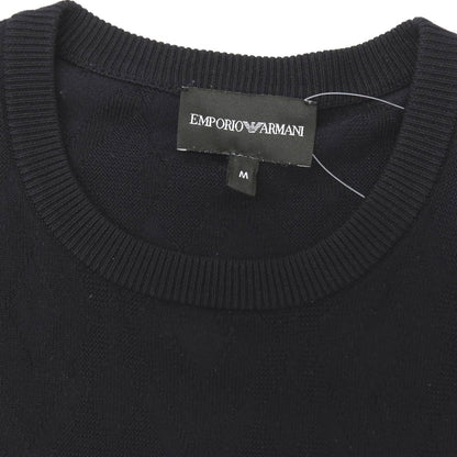 【SALE30%OFF/返品不可】【中古】エンポリオ アルマーニ EMPORIO ARMANI レーヨンナイロン ダイヤ柄 ジャカード クルーネック プルオーバーニット ブラック【 サイズM 】【 状態ランクB 】【 メンズ 】