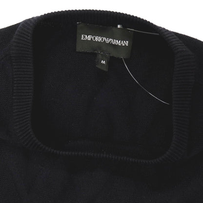 【SALE30%OFF/返品不可】【中古】エンポリオ アルマーニ EMPORIO ARMANI レーヨンナイロン ダイヤ柄 ジャカード クルーネック プルオーバーニット ブラック【 サイズM 】【 状態ランクB 】【 メンズ 】