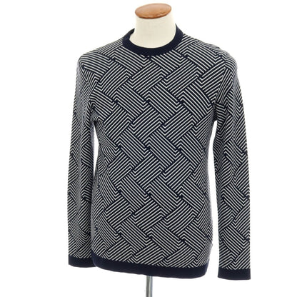 【中古】エンポリオ アルマーニ EMPORIO ARMANI レーヨンポリエステル クルーネック プルオーバーニット ネイビーxホワイト【サイズM】【 状態ランクB 】【 メンズ 】