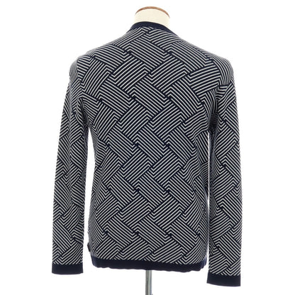 【中古】エンポリオ アルマーニ EMPORIO ARMANI レーヨンポリエステル クルーネック プルオーバーニット ネイビーxホワイト【サイズM】【 状態ランクB 】【 メンズ 】