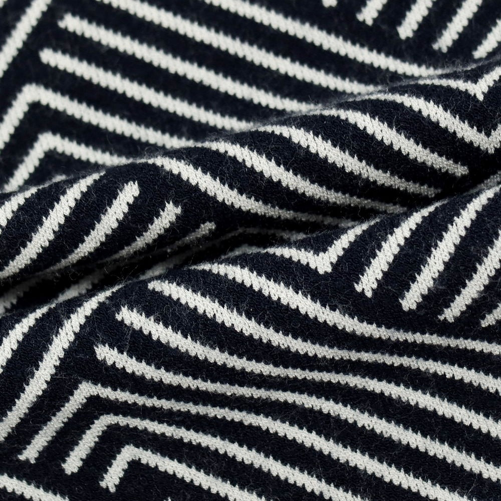 【中古】エンポリオ アルマーニ EMPORIO ARMANI レーヨンポリエステル クルーネック プルオーバーニット ネイビーxホワイト【サイズM】【 状態ランクB 】【 メンズ 】