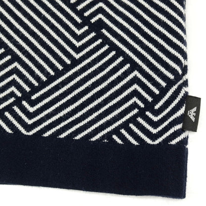 【中古】エンポリオ アルマーニ EMPORIO ARMANI レーヨンポリエステル クルーネック プルオーバーニット ネイビーxホワイト【サイズM】【 状態ランクB 】【 メンズ 】