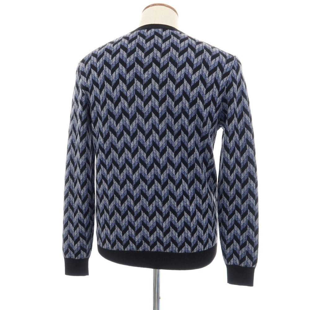 【中古】エンポリオ アルマーニ EMPORIO ARMANI ウール クルーネック プルオーバーニット ブルー系xグレー【サイズM】【 状態ランクB 】【 メンズ 】