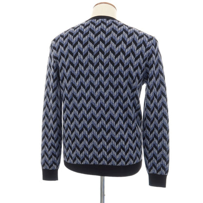 【中古】エンポリオ アルマーニ EMPORIO ARMANI ウール クルーネック プルオーバーニット ブルー系xグレー【サイズM】【 状態ランクB 】【 メンズ 】