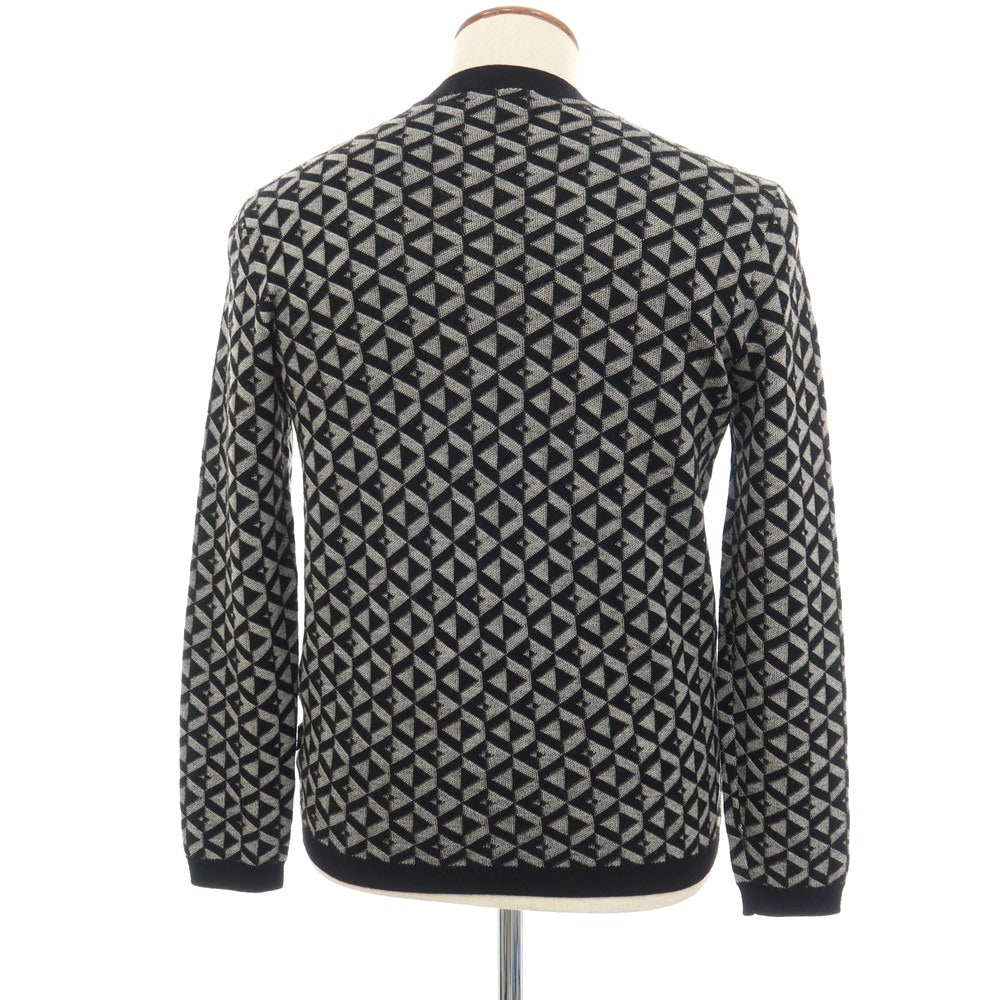 【中古】エンポリオ アルマーニ EMPORIO ARMANI ウール クルーネック プルオーバーニット ブラックxホワイト【サイズM】【 状態ランクB 】【 メンズ 】