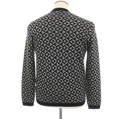 【中古】エンポリオ アルマーニ EMPORIO ARMANI ウール クルーネック プルオーバーニット ブラックxホワイト【サイズM】【 状態ランクB 】【 メンズ 】