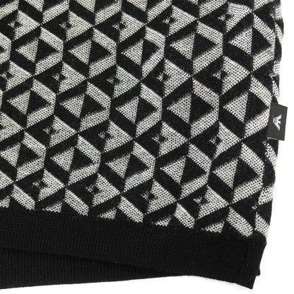 【中古】エンポリオ アルマーニ EMPORIO ARMANI ウール クルーネック プルオーバーニット ブラックxホワイト【サイズM】【 状態ランクB 】【 メンズ 】