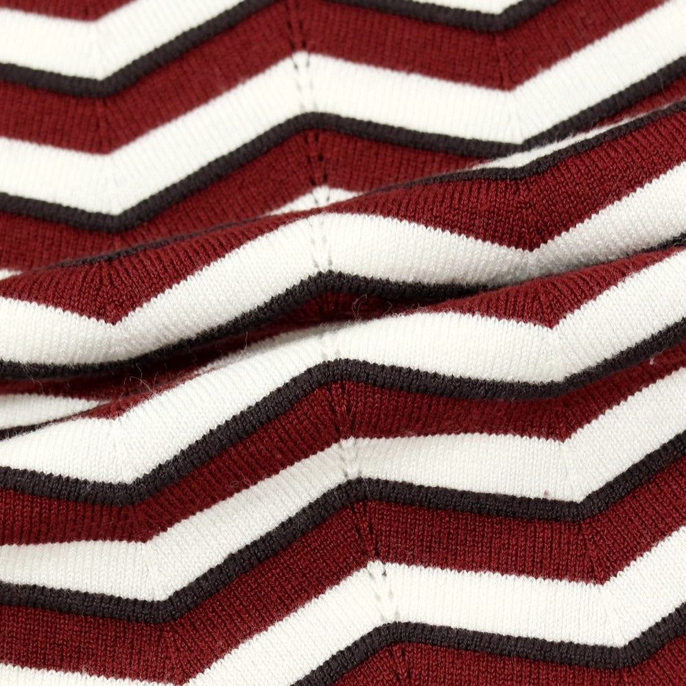 【SALE30%OFF/返品不可】【中古】エンポリオ アルマーニ EMPORIO ARMANI レーヨンナイロン シェブロンストライプ プルオーバーニット バーガンディxホワイト【 サイズM 】【 状態ランクB 】【 メンズ 】