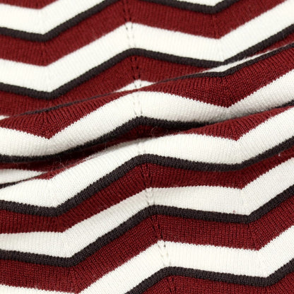 【SALE30%OFF/返品不可】【中古】エンポリオ アルマーニ EMPORIO ARMANI レーヨンナイロン シェブロンストライプ プルオーバーニット バーガンディxホワイト【 サイズM 】【 状態ランクB 】【 メンズ 】