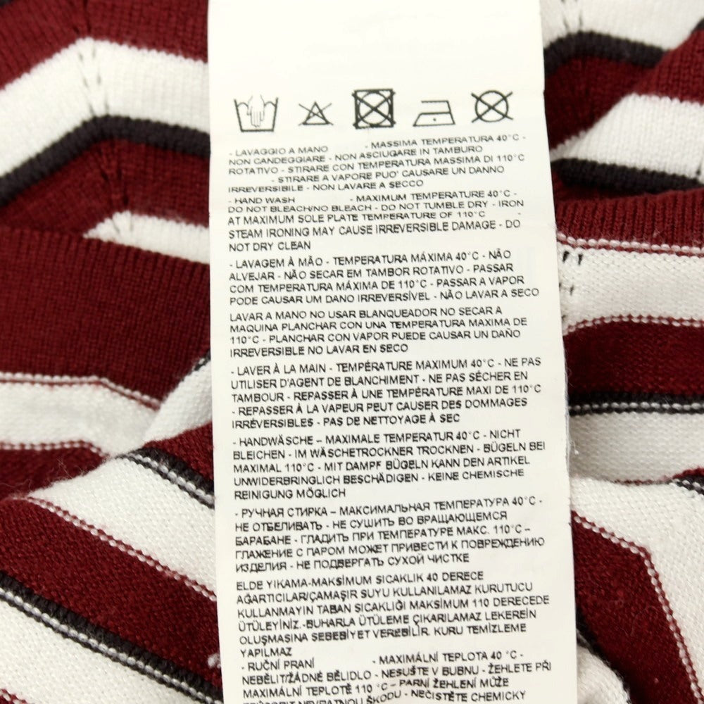 【SALE30%OFF/返品不可】【中古】エンポリオ アルマーニ EMPORIO ARMANI レーヨンナイロン シェブロンストライプ プルオーバーニット バーガンディxホワイト【 サイズM 】【 状態ランクB 】【 メンズ 】