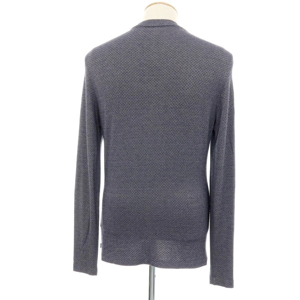 【SALE30%OFF/返品不可】【中古】アルマーニ コレッツォーニ ARMANI COLLEZIONI レーヨンポリウレタン クルーネック 長袖Ｔシャツ ネイビーxグレー【 サイズS 】【 状態ランクB 】【 メンズ 】